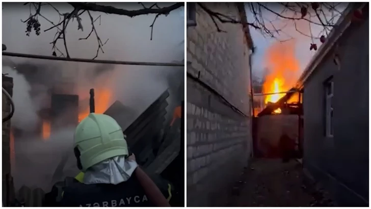 В Газахе произошел пожар в подсобном строении, примыкающем к частному жилому дому