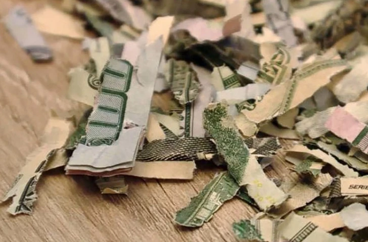В США ребенок засунул конверт с долларами в измельчитель бумаги