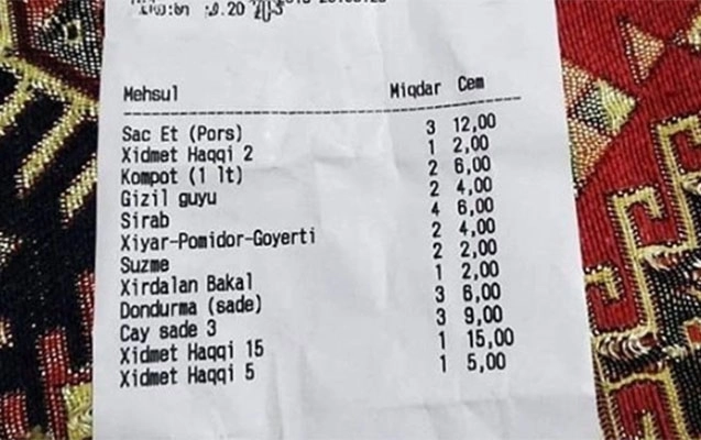 В бакинском ресторане у клиента потребовали 22 маната за обслуживание - ФОТО