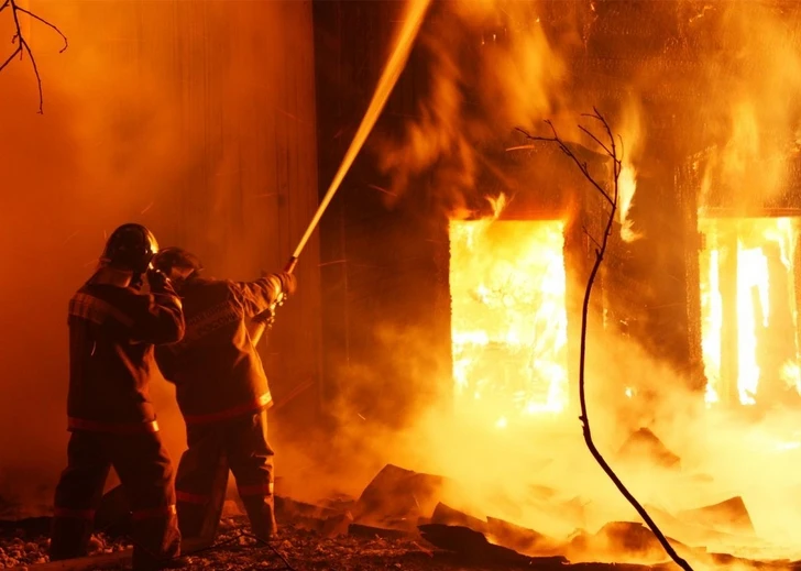 В Балакене сгорел частный дом