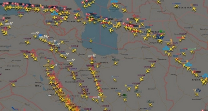 Некоторые авиакомпании вместо Ирана стали использовать воздушное пространство Азербайджана
