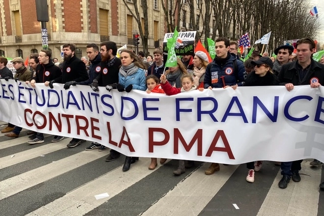 Многотысячная акция противников искусственного оплодотворения прошла в Париже