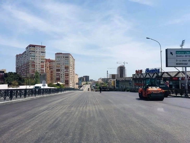 Завершается ремонт на въезде на проспект Зии Буниятова в Баку - ФОТО