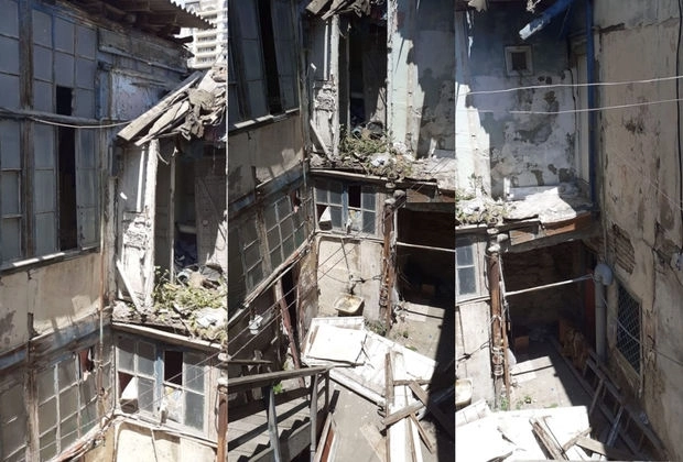Здание в центре Баку находится в аварийном состоянии - ФОТО