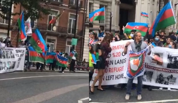 Азербайджанцы провели акцию в Великобритании: противостояние с армянами – ОБНОВЛЕНО – ВИДЕО