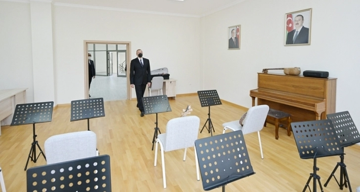 Президент Азербайджана принял участие в открытии нового здания Балакенской городской детской школы искусств