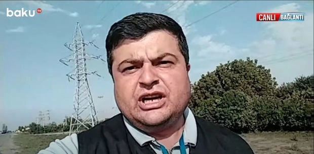 В ходе подготовки репортажа рядом с корреспондентом Baku TV упал снаряд - ВИДЕО