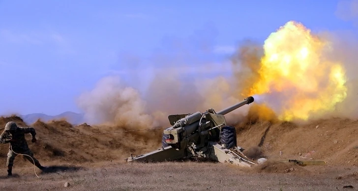 Артиллерийские подразделения азербайджанской армии наносят удары по огневым точкам противника - ВИДЕО