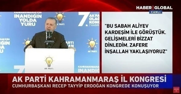 Эрдоган: Поговорил с Ильхамом Алиевым, мы приближаемся к победе - ВИДЕО