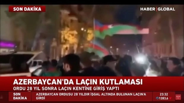 Haber Global разделил радость азербайджанцев, празднующих освобождение Лачына - ВИДЕО
