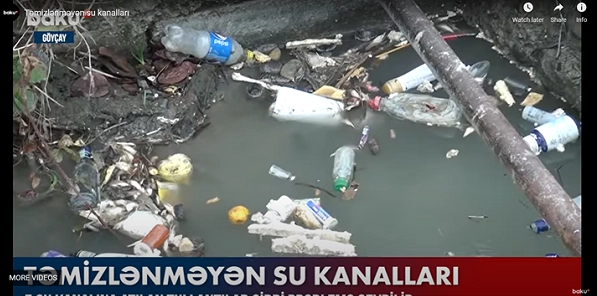 Baku TV подготовил репортаж о замусоренных водоканалах Гейчайского района - ВИДЕО