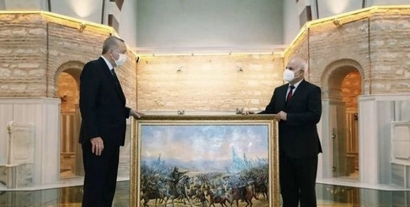 Президенту Турции подарили произведение азербайджанского художника - ФОТО