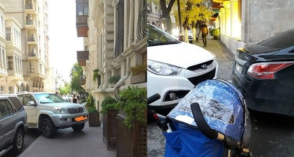 Плевать на всех: припаркованные на тротуарах в Баку автомобили - ФОТО