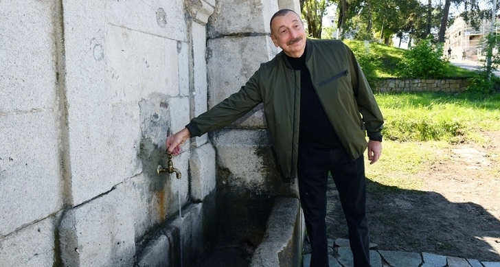 Президент Ильхам Алиев посетил восстановленный родник «Хан гызы» в Шуше - ФОТО/ВИДЕО