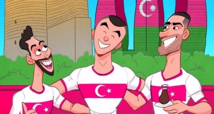 Известный карикатурист посвятил публикацию играм сборной Турции в Баку - ФОТО