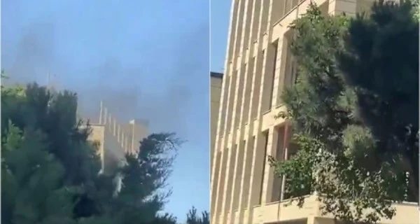 В Баку в недостроенном здании начался пожар - ВИДЕО