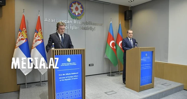 В Баку состоялся совместный брифинг глав МИД Азербайджана и Сербии - ВИДЕО