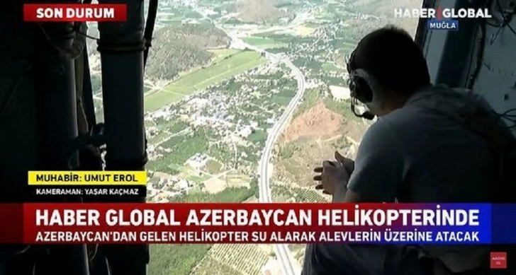 Опубликованы кадры тушения азербайджанским вертолетом лесных пожаров в Турции - ВИДЕО
