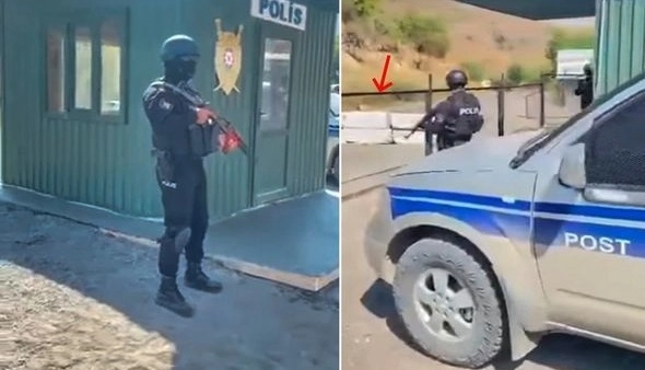 Азербайджанская полиция несет службу на дороге Горус - Гафан - ВИДЕО