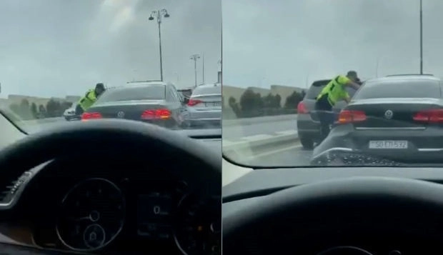 В Баку пытавшийся скрыться от сотрудников полиции водитель повредил несколько автомобилей - ВИДЕО