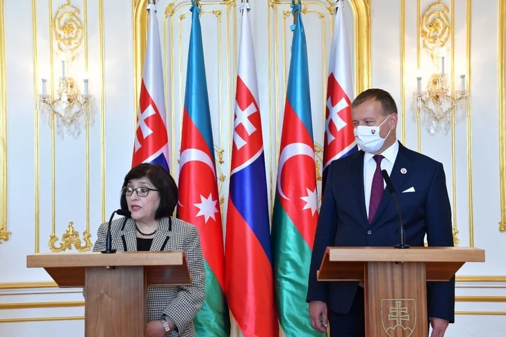 Состоялся совместный брифинг спикеров парламентов Азербайджана и Словакии - ФОТО