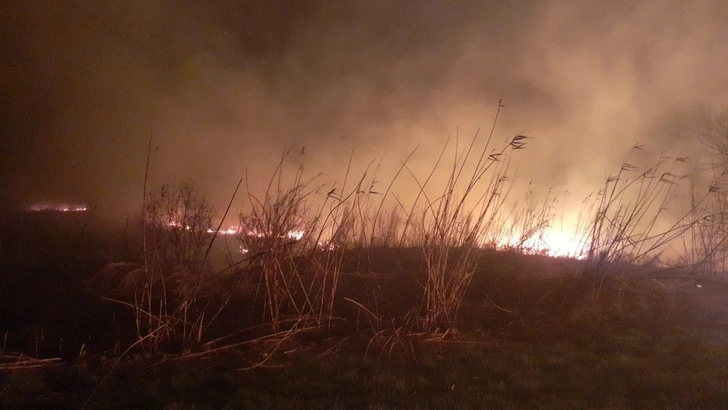 Пожар в  Геранбое: горит территория, заросшая камышом - ФОТО/ВИДЕО