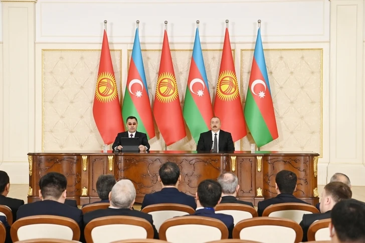 Президенты Азербайджана и Кыргызстана выступили с заявлениями для прессы - ФОТО/ОБНОВЛЕНО