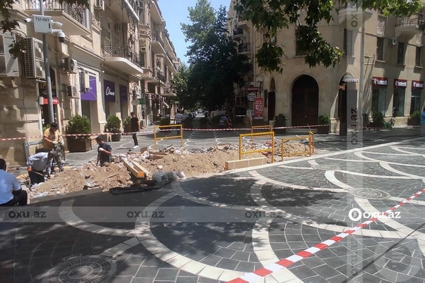 На месте взрыва в Баку начались ремонтные работы - ФОТО