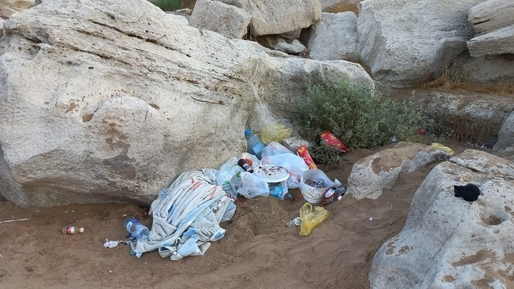 Отдыхающие превращают освобожденные скалы пляжа Бузовна в свалку мусора - ФОТО