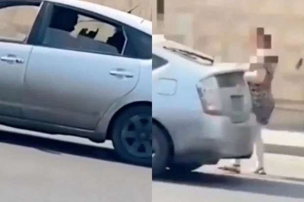 В Баку водитель Prius вступил в конфликт с пассажиркой - ВИДЕО