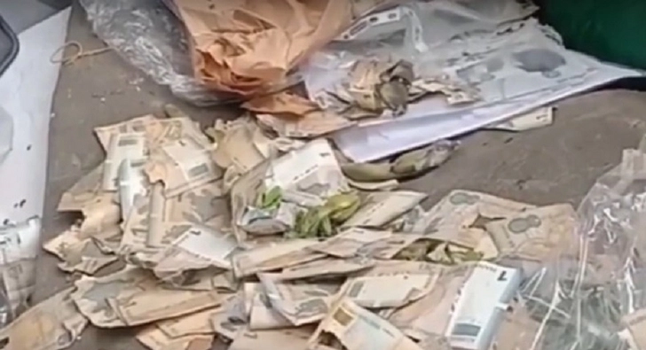 В столице в мусорный бак выбросили национальные банкноты - ВИДЕО