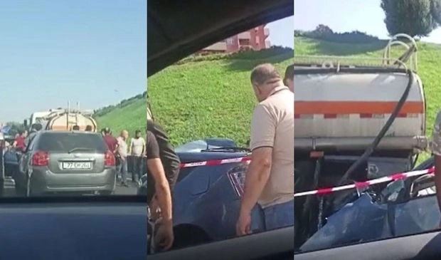 Автомобиль врезался в водовоз на трассе Баку-Сумгайыт: есть погибшие - ВИДЕО