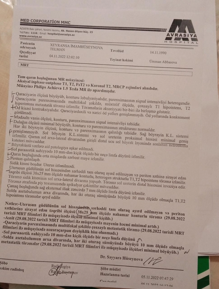 Media.az - Новости Азербайджана - Не хочу умирать, у меня есть пятилетняя дочь, хочу быть с ней рядом…КРИК О ПОМОЩИ