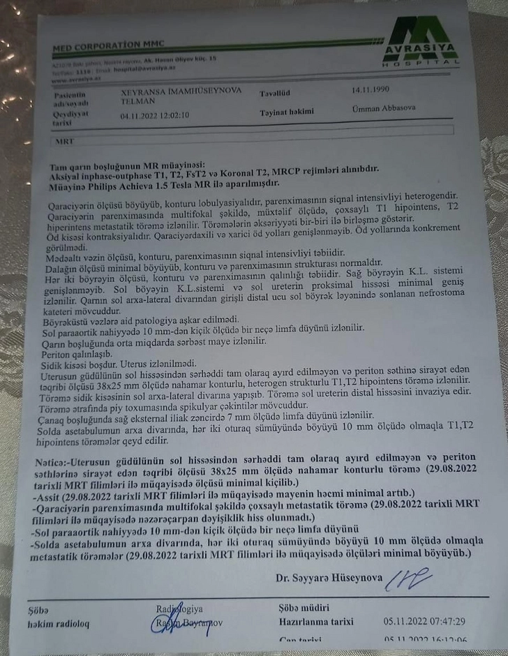 Media.az - Новости Азербайджана - Не хочу умирать, у меня есть пятилетняя дочь, хочу быть с ней рядом…КРИК О ПОМОЩИ