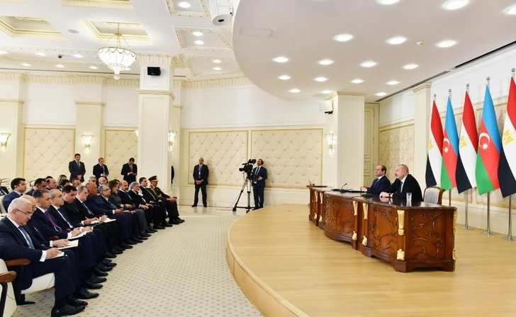 Ильхам Алиев и Абдулфаттах ас-Сиси выступили с заявлениями для прессы - ФОТО/ОБНОВЛЕНО
