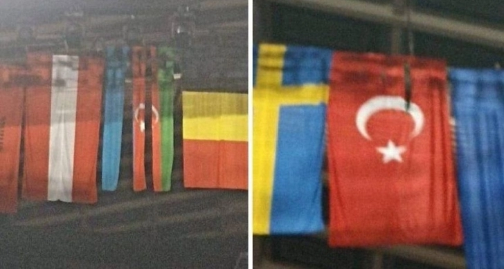 Очередная провокация на ЕВРО-2023 в Ереване -  порваны азербайджанский и турецкие флаги