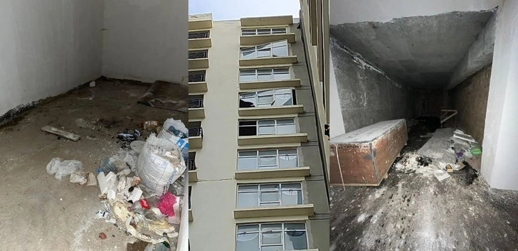 Жители высотного здания в Баку: Повсюду сырость, мусор и выбитые окна - ФОТО/ВИДЕО/ОБНОВЛЕНО