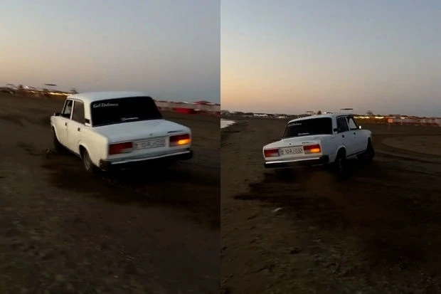 Автохулиган устроил опасное шоу на бакинском пляже  - ВИДЕО