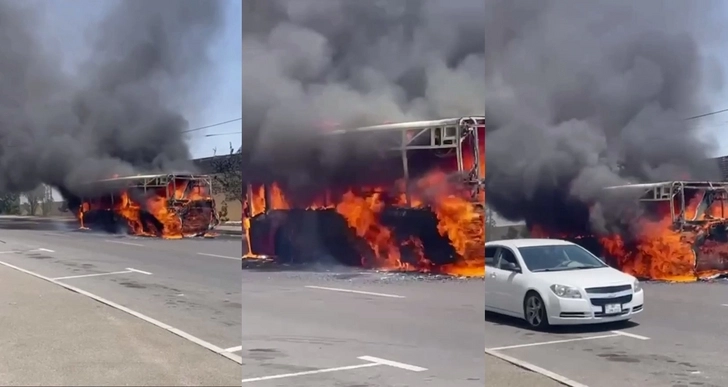В Баку загорелся пассажирский автобус - ВИДЕО