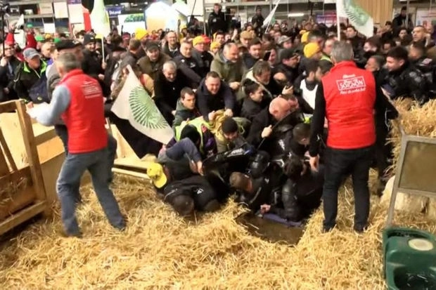 Забросали яйцами полицейских: недовольные французские фермеры рвутся на встречу к Макрону - ВИДЕО - ОБНОВЛЕНО