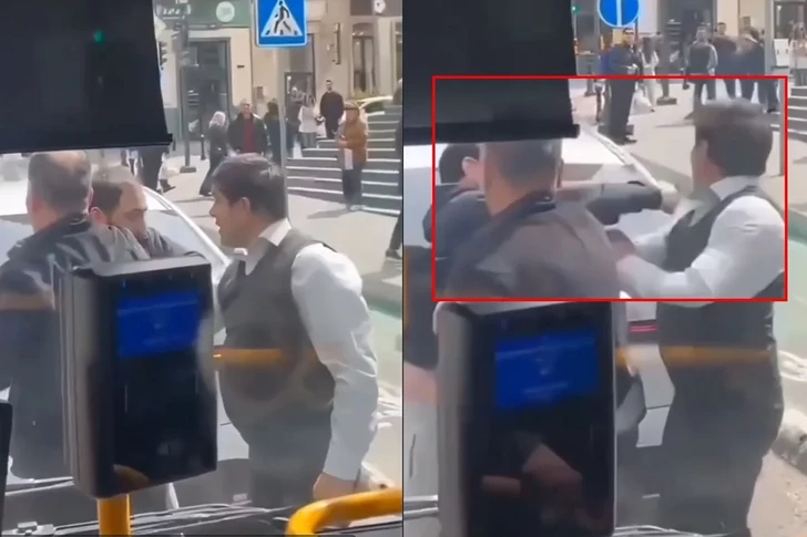 В Баку задержан таксист, ударивший водителя автобуса