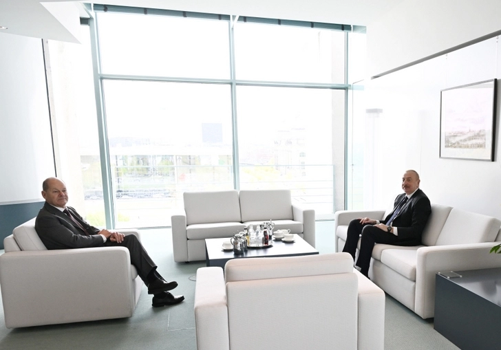 Состоялась встреча один на один Президента Азербайджана и канцлера ФРГ