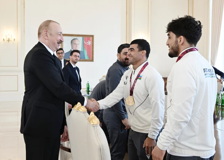 Media.az - Новости Азербайджана - Президент Ильхам Алиев принял борцов, ставших чемпионами в командном зачете на чемпионате Европы