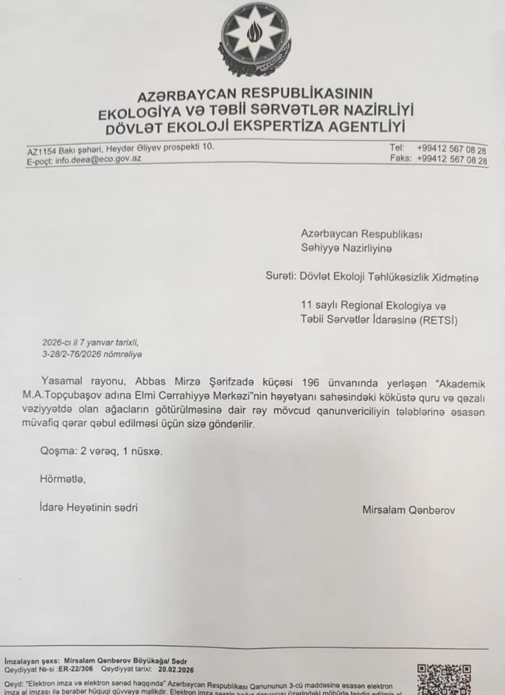 Media.az - Новости Азербайджана - Центр имени Топчубашева дал официальный ответ на обвинения в незаконной вырубке зеленых насаждений