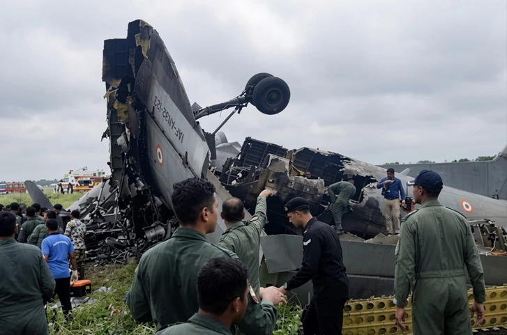 В Индии разбился военно-транспортный самолет, есть погибшие