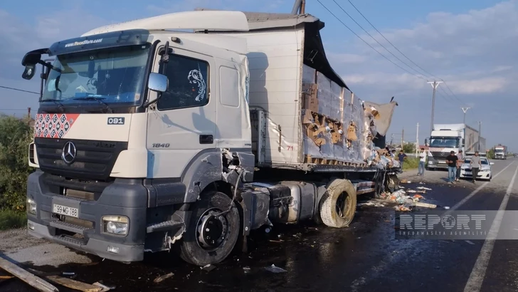 Media.az - Новости Азербайджана - На трассе Баку – Газах произошло ДТП с участием двух фур