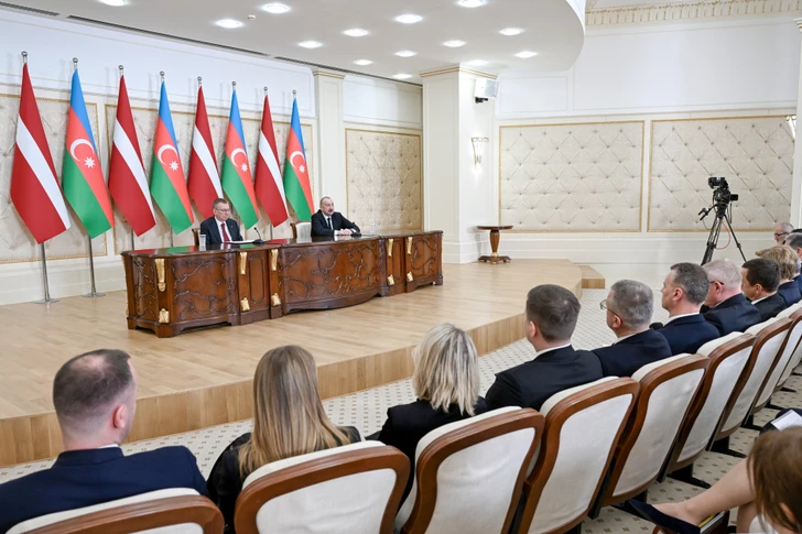 Media.az - Новости Азербайджана - Президенты Азербайджана и Латвии выступили с заявлениями для прессы