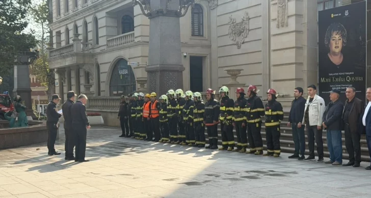 Media.az - Новости Азербайджана - Филармонию в Гяндже проверили на готовность к ЧС: прошли учения по эвакуации