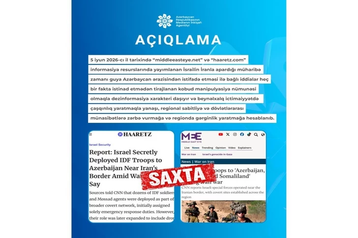 Media.az - Новости Азербайджана - MEDİA: Дезинформация Middle East Eye и Haaretz способна нанести ущерб региональной стабильности