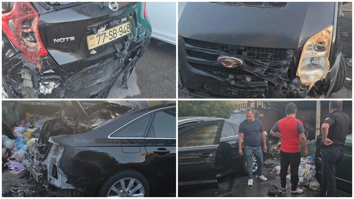 Возгорание мусорных контейнеров в Баку привело к повреждению четырех автомобилей